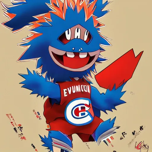 Image similar to anime Portrait of Youppi the Habs Montreal Canadiens Mascot as a very cute powerful and friendly pokemon, highly detailed anime, high evolution, 1990s, legendary, smooth, sharp focus, dynamic lighting, intricate, trending on ArtStation, illustration pokemon, art by WLOP