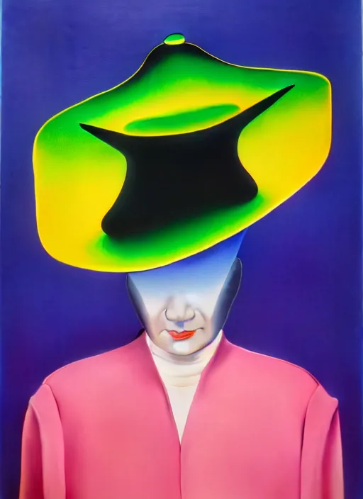 Image similar to witch with hat by shusei nagaoka, kaws, david rudnick, airbrush on canvas, pastell colours, cell shaded, 8 k,