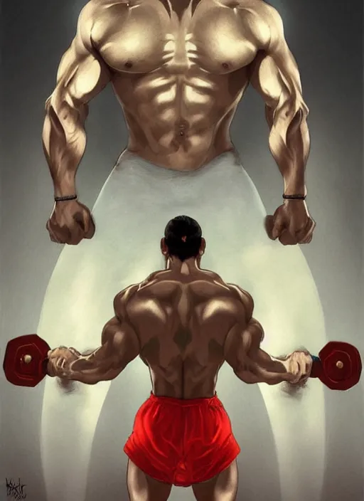 Prompt: gigachad luigi going to the gym by ilya kuvshinov, bodybuilder ernest khalimov, super mario bros symmetrical face concept art, hyper realistic, intricate, elegent, highly detailed, digital painting, concept art, smooth, sharp, focus, illustration, art by artgerm and greg rutkowski and alphonse mucha, artstation