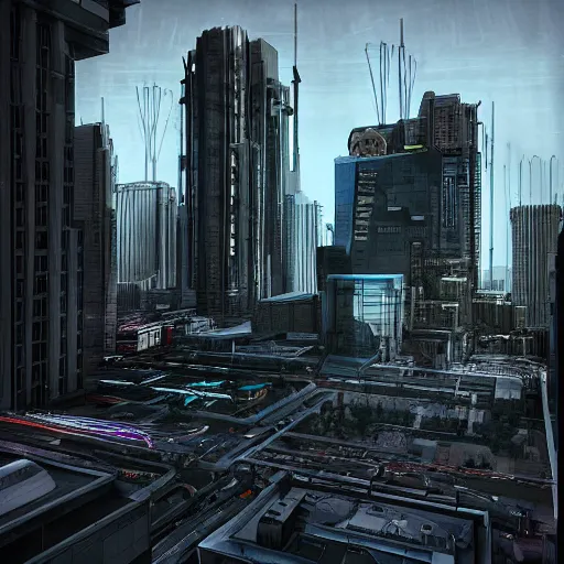 Image similar to “ salt lake city cityscape, biomechanical, environmental concept art, rendered in 3 d, unreal engine, cyberpunk ”