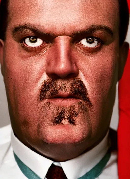 Prompt: platon closeup photograph of a 6 0 0 pound man in a suit, photorealistic, studio lighting, ektachrome, detailed, intricate, face detail