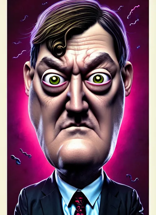 Image similar to lovecraftian portrait of grumpy stephen fry, pixar style, by tristan eaton stanley artgerm and tom bagshaw