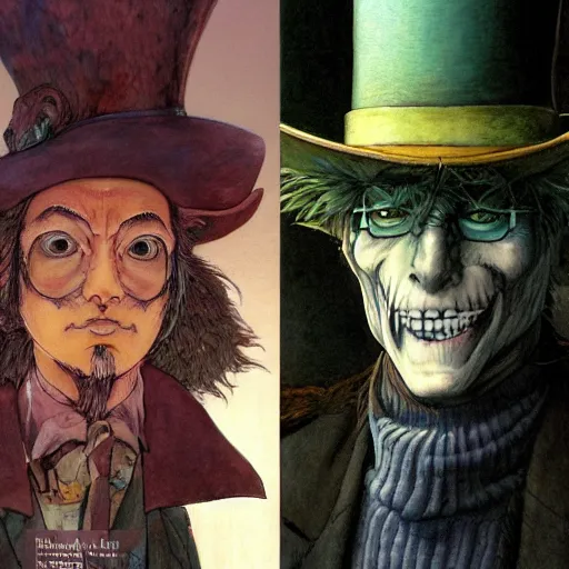 Image similar to Lofi informal portrait Ghibli style by Yoshitaka Amano and Wayne Barlowe and Ed Binkley and The Madhatter