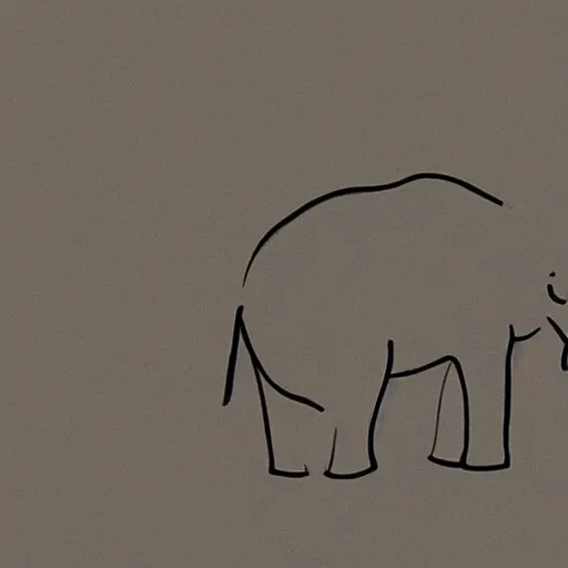 Prompt: a minimalist cartoon line drawing of an elephant, drawing of an elephant from the far side