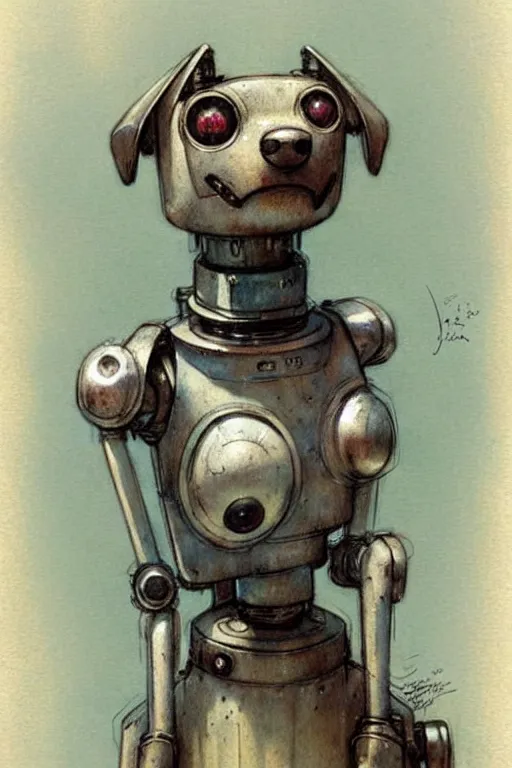 Prompt: (((((1950s robot dog . muted colors.))))) by Jean-Baptiste Monge !!!!!!!!!!!!!!!!!!!!!!!!!!!