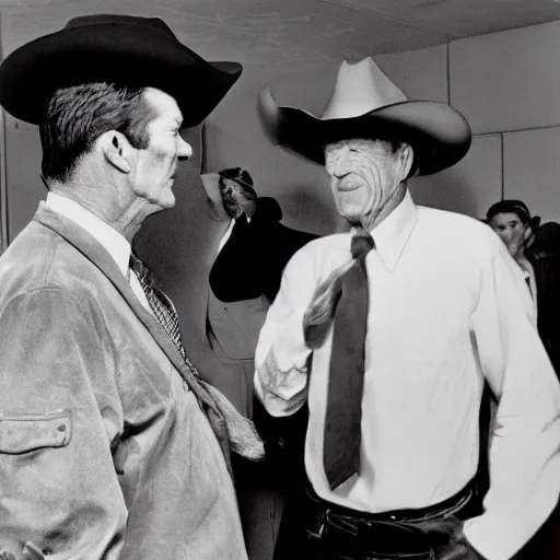 Prompt: john wayne slapping ronald regan