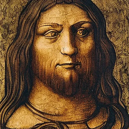 Prompt: Leonardo da Vinci playing tennis