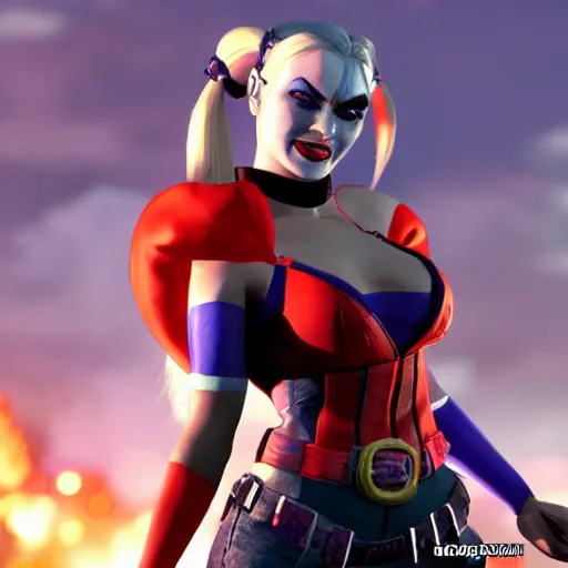 Prompt: Harley Quinn from Injustice, detailed video game still, promo picture