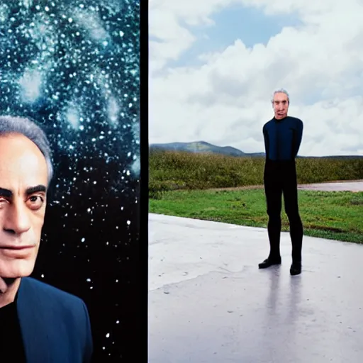 Image similar to a portrait of dr. julian bashir from star trek : deep space 9 with background scenery by juergen teller, iris van herpen