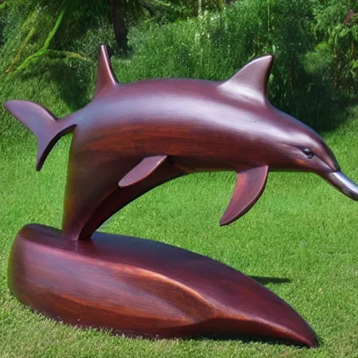 Prompt: wood sculpture of a dolphin