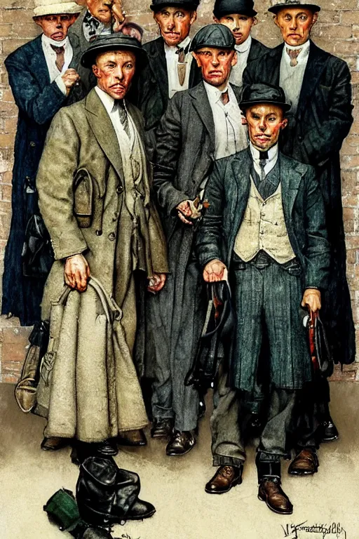 Image similar to peaky blinders painted by norman rockwell