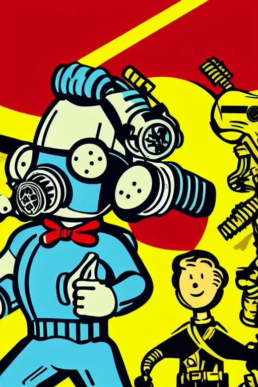 Image similar to fallout 7 6 retro futurist illustration art by butcher billy, sticker, colorful, illustration, highly detailed, simple, smooth and clean vector curves, no jagged lines, vector art, smooth andy warhol style