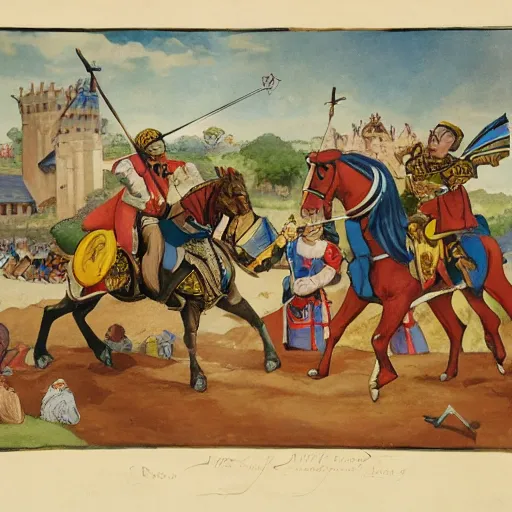 Image similar to a jousting tournament, anime