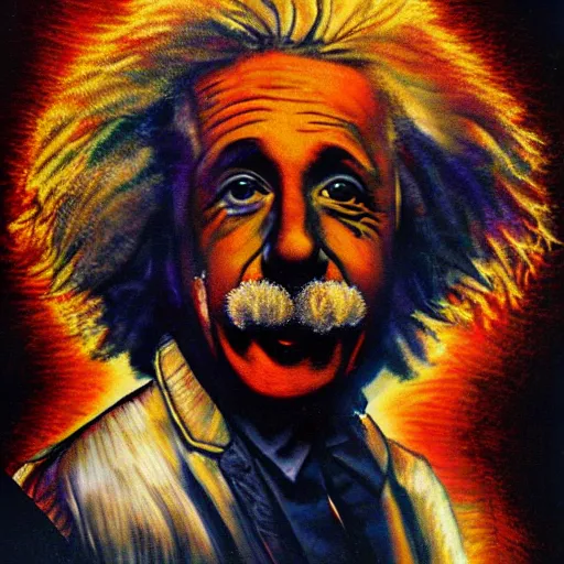 Prompt: explosive einstein portrait