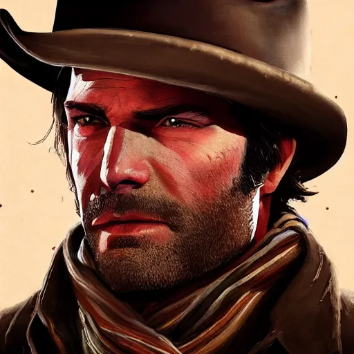 Prompt: dreamy portrait of arthur morgan from red dead redemption with sharp eyes, upper body visible, ultra realistic, highly detailed, hd, sharp focus, cinematic lighting, mood lighting, realistic, photorealistic, vivid colors, photograph, digital art, non blurry, sharp, artstation, concept art, smooth, illustration