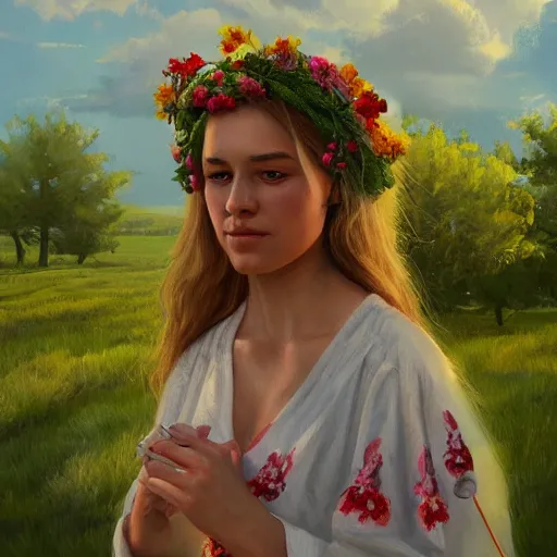 Prompt: midsommar 4, oil painting, ultradetailed, artstation, ultradetailed, digital painting, ultradetailed