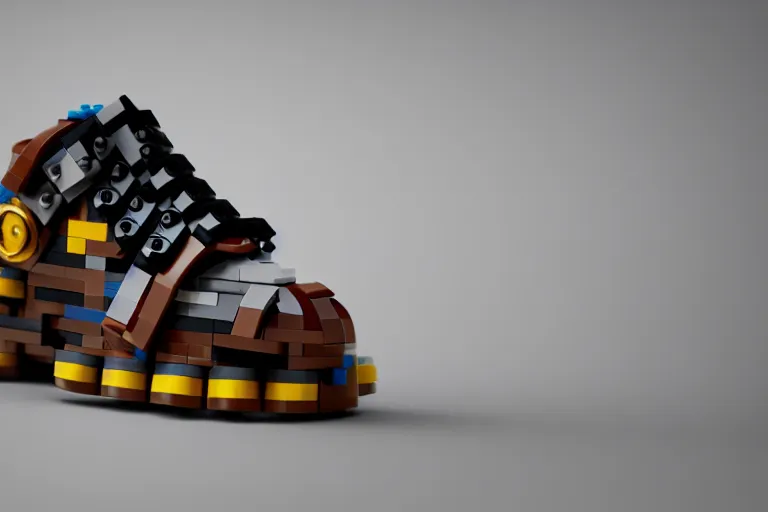 Image similar to sneaker made out of lego, steampunk, sculpture, cinema 4 d, octane render