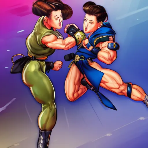 Guile and Chun Li Guile Stage Street Fighter 2 Canvas 