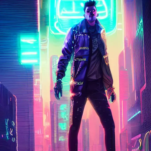 Image similar to a beautiful commission portrait of a male mustache canary wearing a neon jacket, futuristic, detailed face, cyberpunk city, deviantart, artstation, art by greg rutkowski, ross tran, professional lighting, neon city, night, raytracing, highly realistic,4k,dramatic,hyperrealism