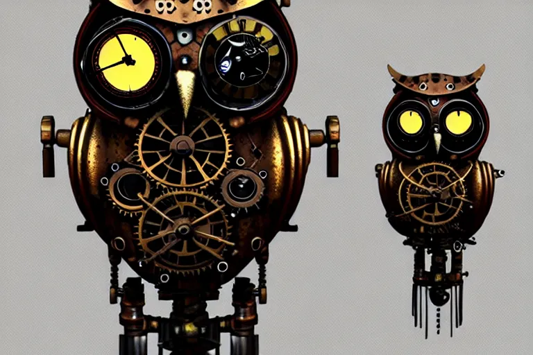 Image similar to iron owl, steampunk style, consists of many parts, many parts, high quality, 8 k