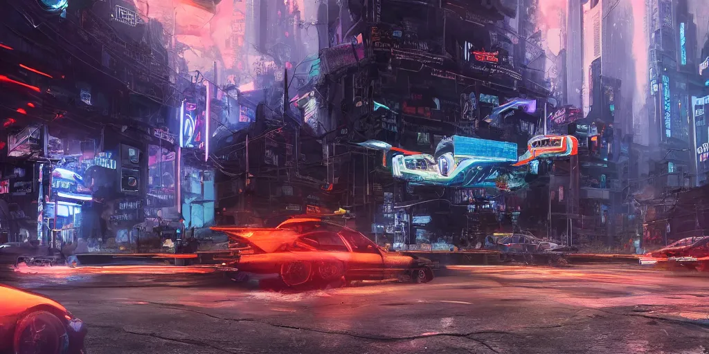Prompt: a 3 d rendered in unreal engine guatemalan cyberpunk city with flying cars with neon ads and signs with evocative dramatic mood with blade runner vibe with cars and floating vehicles with motion blur with depth of field with bloom with lightshaft with volumetric lights, fog, by jeremy mann, oscar winning graphics, photo realistic, bloom, imax, dynamic lighting, artstation,