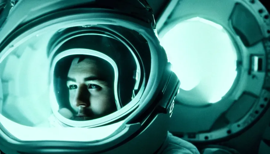 Image similar to movie still of a transcendental astronaut being, cinematic composition, cinematic light, anamorphic lens