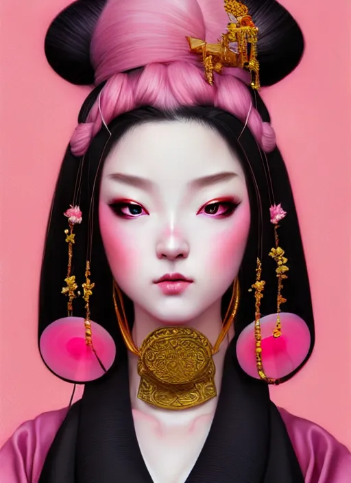 Prompt: dreamlike luxury stunning oiran portrait, pink pastel colours kimono, art by artgerm, wlop, loish, ilya kuvshinov, 8 k realistic, hyperdetailed, beautiful lighting, detailed background, depth of field, symmetrical face, frostbite 3 engine, cryengine,