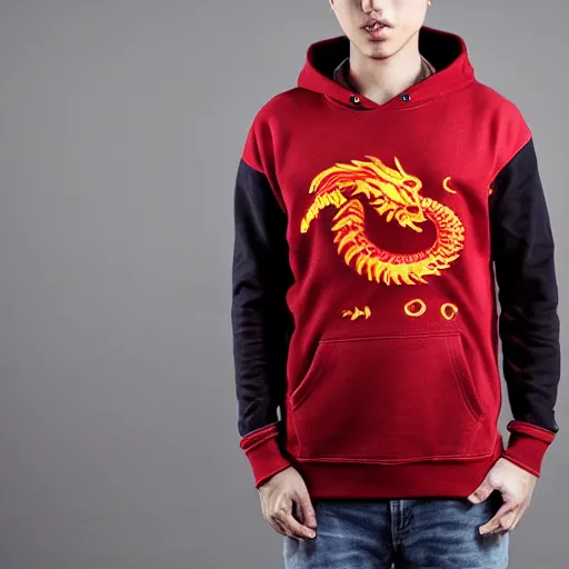 Image similar to china red dragon mark on hoodie