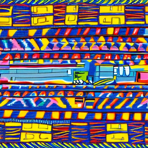 Image similar to ndebele city of the future, ndebele painted street scene, high definition, detailed, futuristic, night scene, realistic