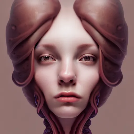 Prompt: a portrait of a woman with a human body and the head of an octopus, photorealistic 8 k digital art, trending on artstation, by dang my linh