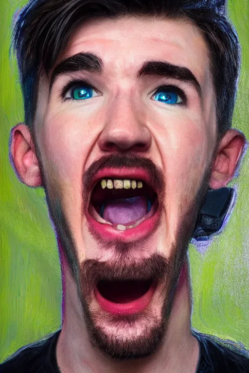 Image similar to Sean McLoughlin, jacksepticeye, irish youtuber, solo portrait, yelling really loud 🎨🖌️