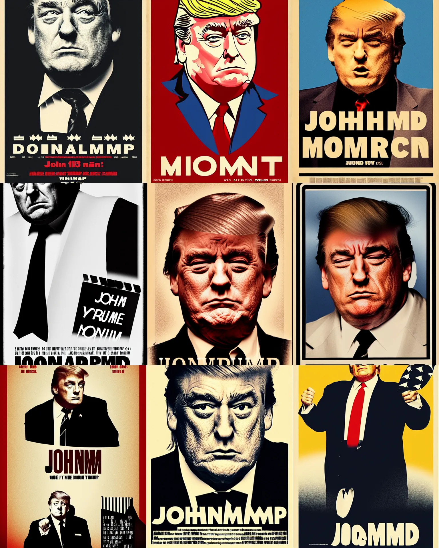 Prompt: vintage minimal movie poster, john goodman as donald trump