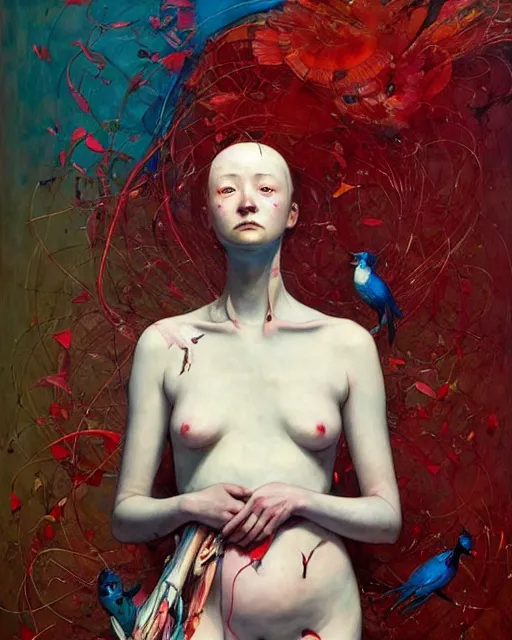 Image similar to i am no bird ; and no net ensnares me : i am a free human being with an independent will, which i now exert to leave you. in the style of adrian ghenie, esao andrews, jenny saville, ( ( ( edward hopper ) ) ), surrealism, dark art by james jean, takato yamamoto