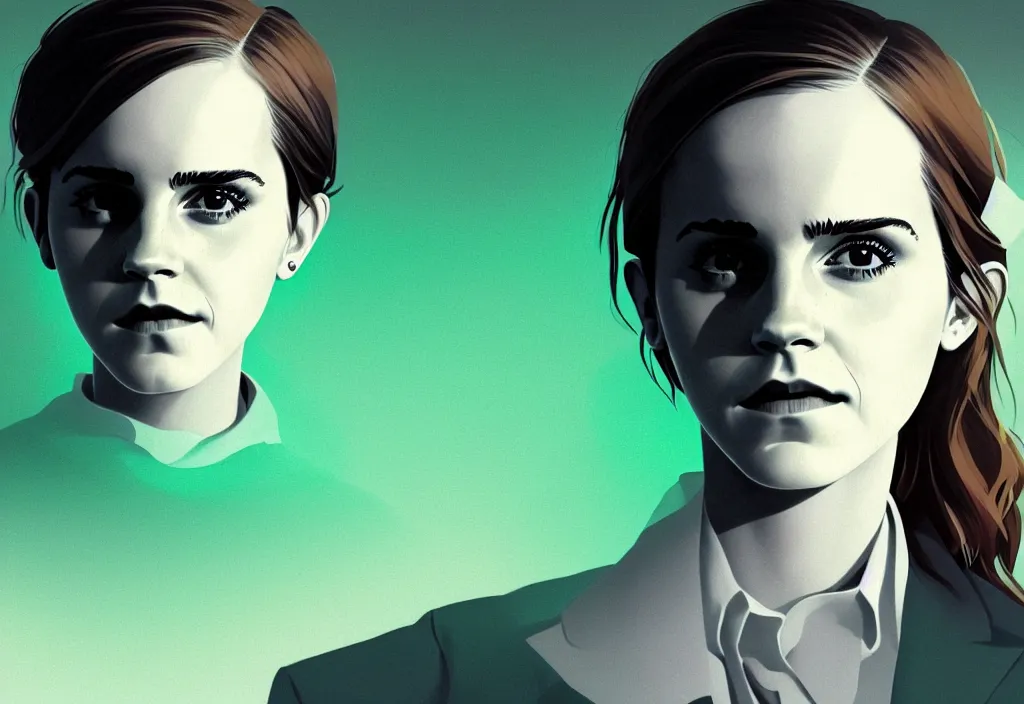 Image similar to emma watson as candidate into presidents of us, epic debates, presidental elections candidates, cnn, fox news, fantasy, by atey ghailan, by greg rutkowski, by greg tocchini, by james gilleard, by joe gb fenton, dynamic lighting, gradient light green, brown, blonde cream, salad and white colors in scheme, grunge aesthetic