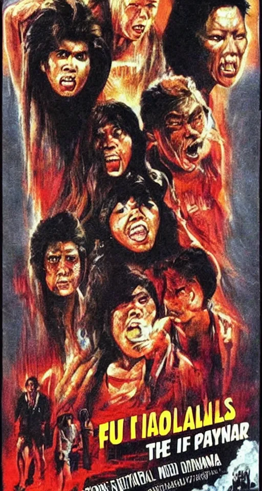 Image similar to 80s horror movie poster for a movie called “The Filipino”