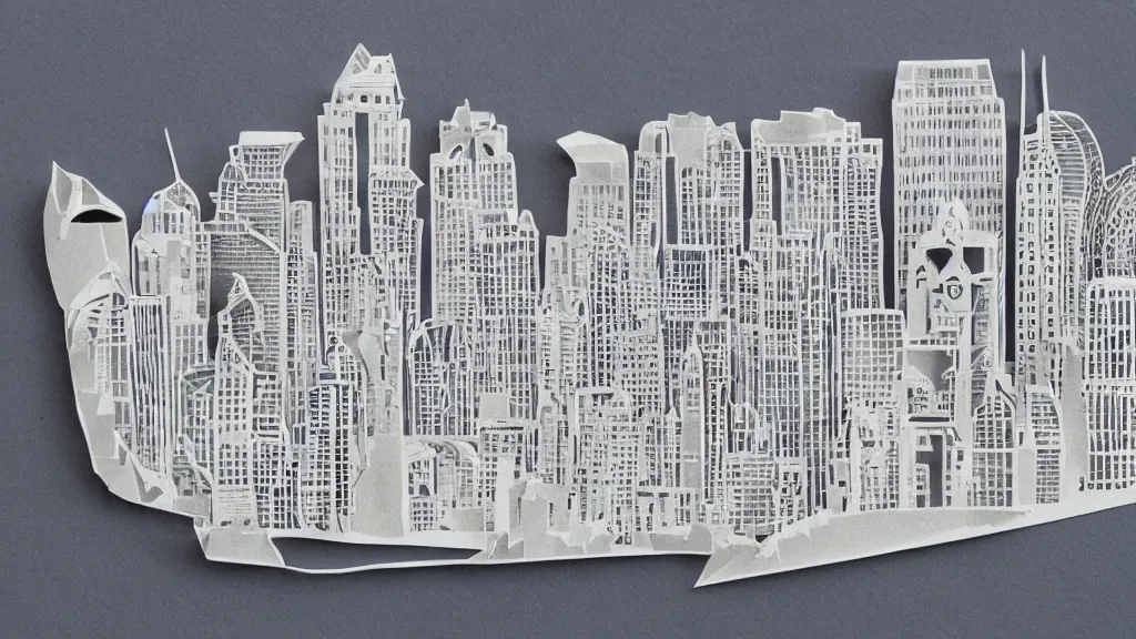 Image similar to a Paper cutout art sample of a city