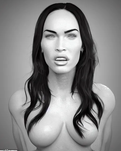 Image similar to megan fox made out of mayonnaise, mayonnaise in the shape of a human face, professional food photography, unreal engine, photorealistic 3 d render