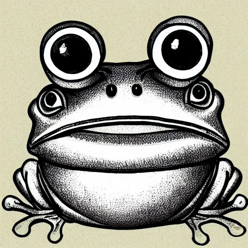 Prompt: angry frog, field journal line art