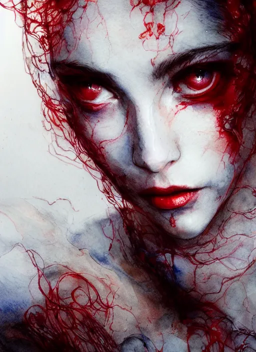 Prompt: portrait, The red thread of fate that binds every soul on earth, watercolor, dramatic lighting, cinematic, establishing shot, extremely high detail, foto realistic, cinematic lighting, pen and ink, intricate line drawings, by Yoshitaka Amano, Ruan Jia, Kentaro Miura, Artgerm, post processed, concept art, artstation, matte painting, style by eddie mendoza, raphael lacoste, alex ross