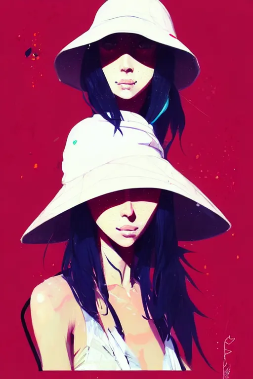 Image similar to a ultradetailed beautiful painting of a stylish woman wearing a bucket hat, by conrad roset, greg rutkowski and makoto shinkai trending on artstation