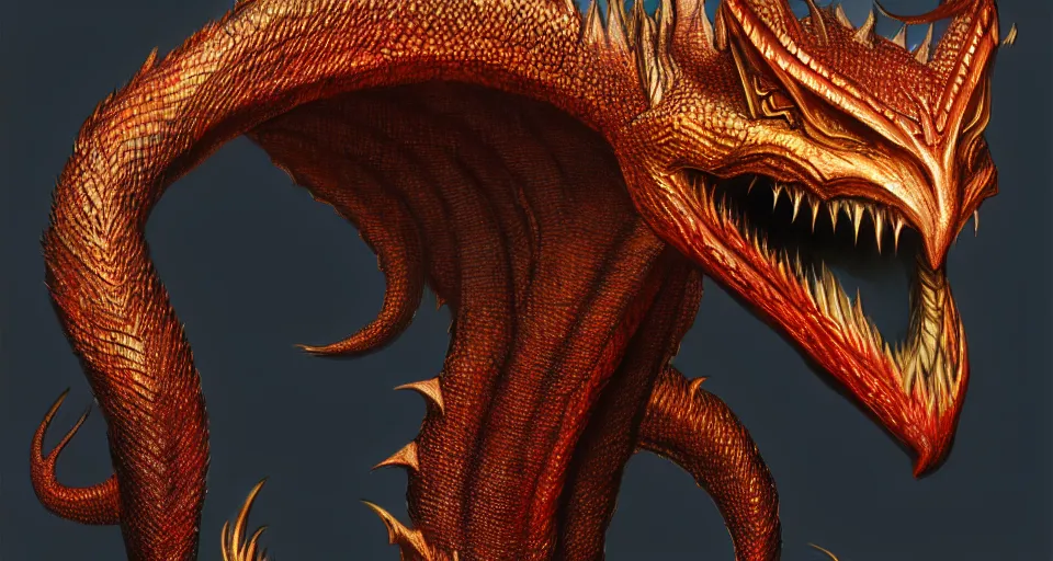 Image similar to Smaug, realistic artwork on artstation, highly detailed