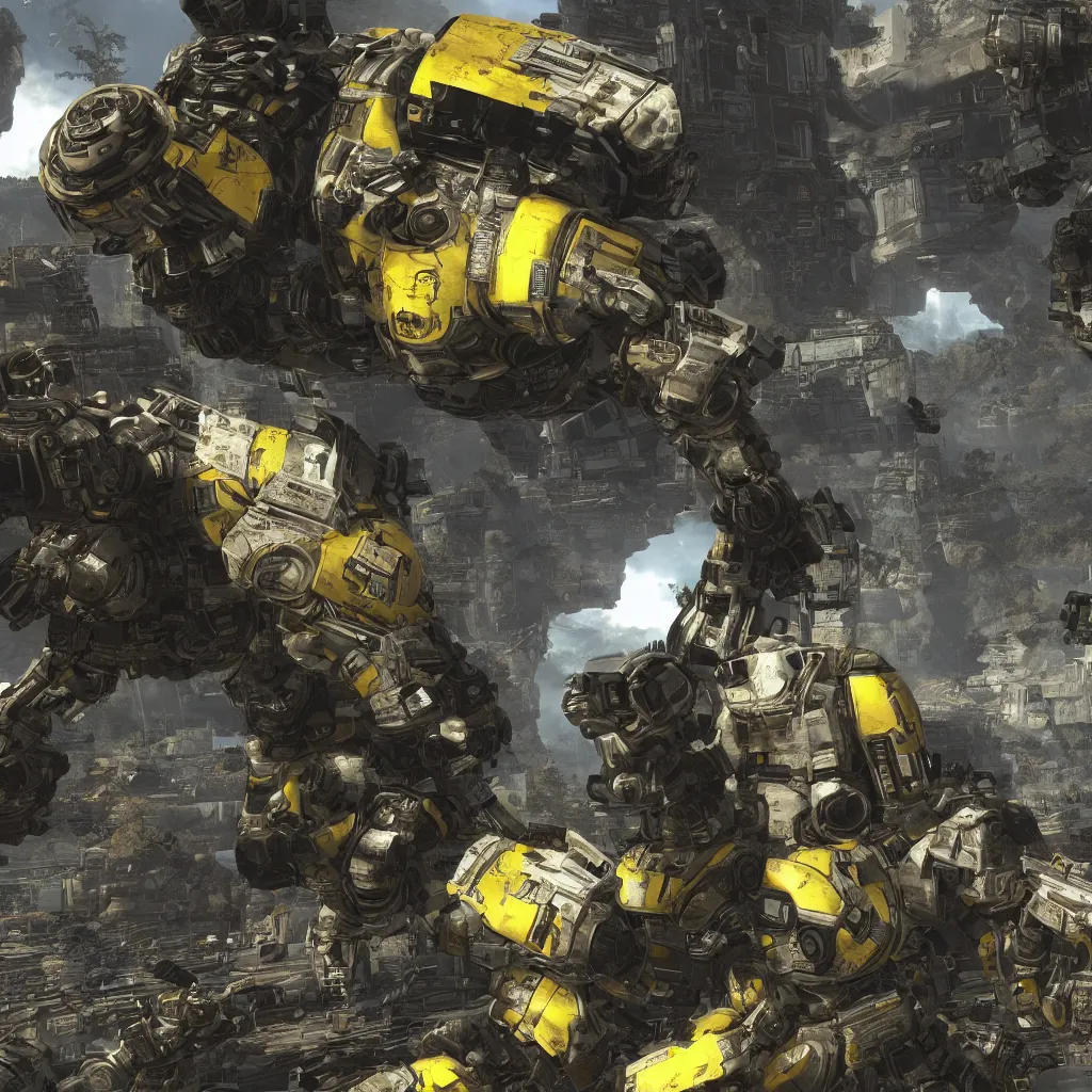 Prompt: seamless video game texture of industrial panels, titanfall texture, mech, white, black, yellow, sci fi, photorealistic