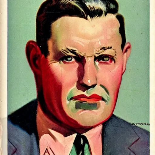 Image similar to “Joseph Quinn portrait, color vintage magazine illustration 1950”