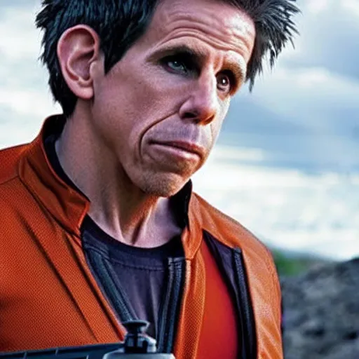 Image similar to movie still of ben stiller starring as goku in the 2 0 2 8 live action dragon ball z movie