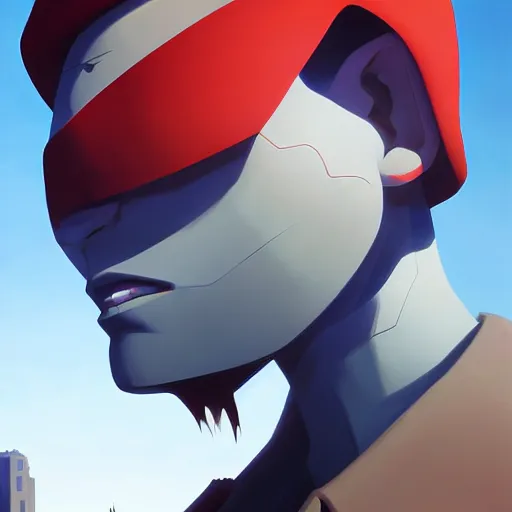 Image similar to face icon stylized minimalist trigun, loftis, cory behance hd by jesper ejsing, by rhads, makoto shinkai and lois van baarle, ilya kuvshinov, rossdraws global illumination