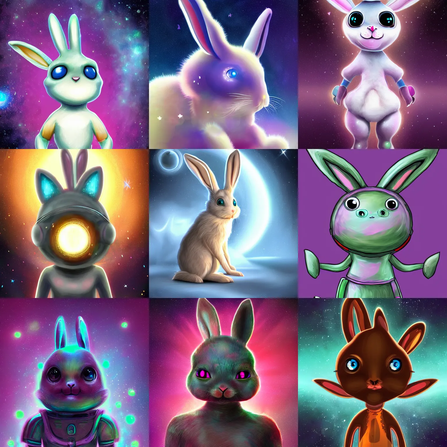 Prompt: a cute galactic alien bunny, digital art, very detailed 4k