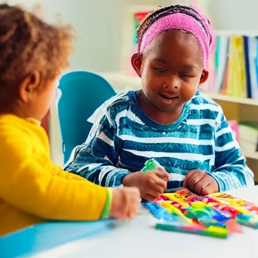 Image similar to “ old lady feeding crayons to child ”