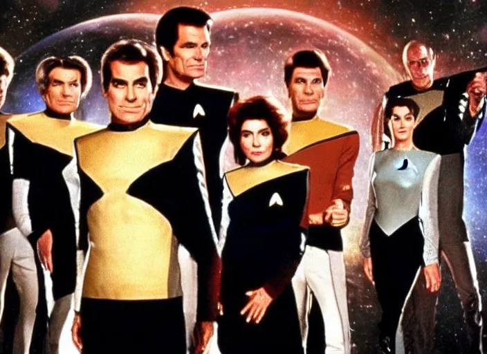 Prompt: a still from a 1 9 8 0 s sci - fi tv show, star trek the next generation, babylon 5, quantum leap,