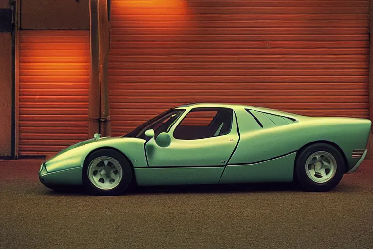 Image similar to stylized poser of a single 1973 Citroen ((McLaren F1)), thick neon lights, ektachrome photograph, volumetric lighting, f8 aperture, cinematic Eastman 5384 film