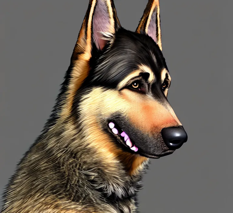 Prompt: furry - male - german shepherd - detectove - fursona uhd ue 5 visual novel pc game expression asset panel, photorealistic